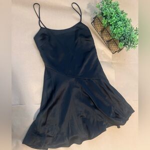 NWOT. Abercrombie & Fitch Black Satin Asymmetrical Hem Mini Dress